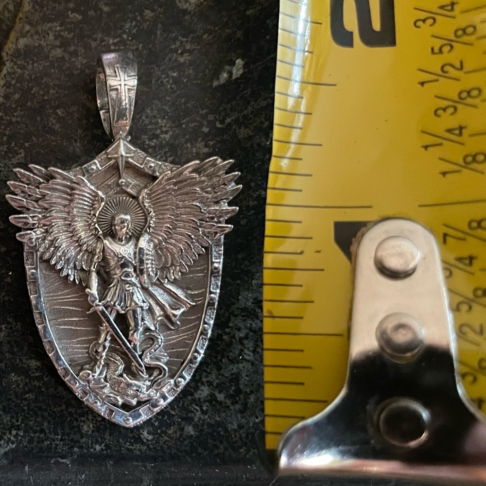 ~ 925 Sterling Silver Saint Michael Pendant ~